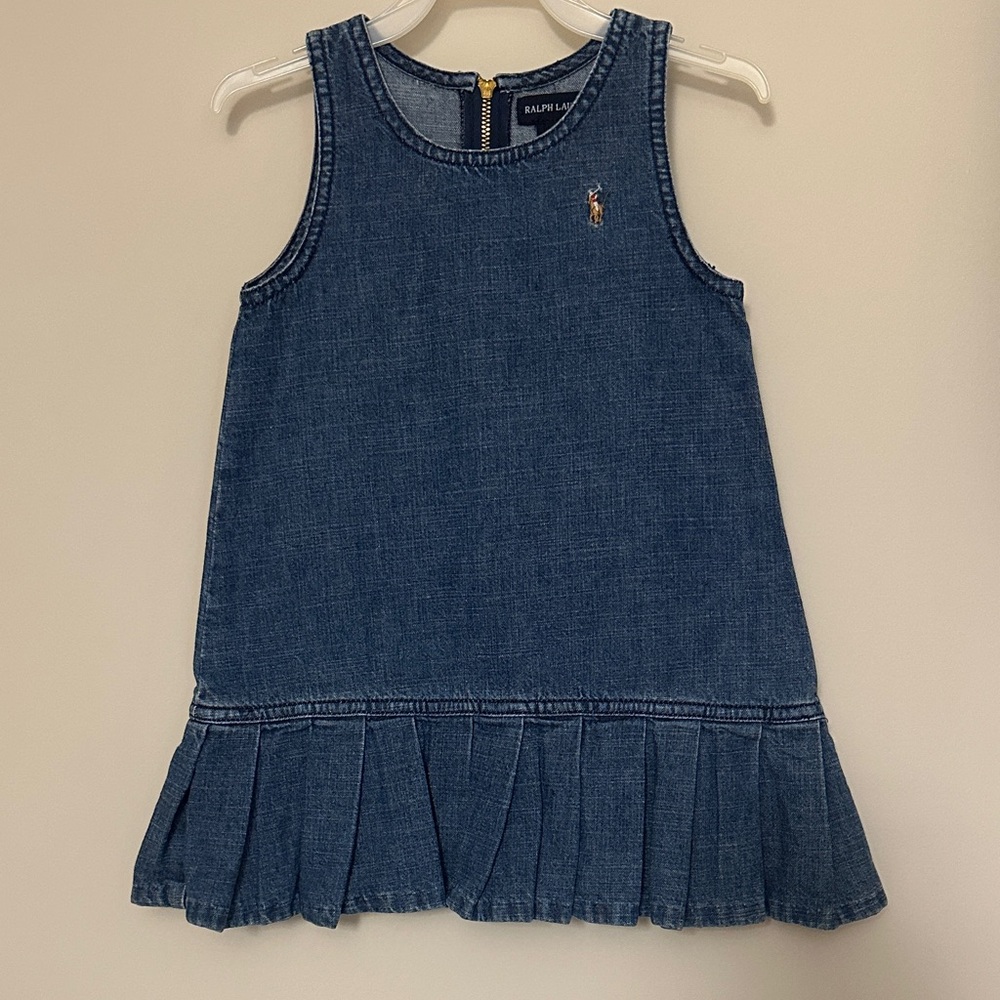 Ralph Lauren Girls' Sleeveless Denim Dress - Navy Blue